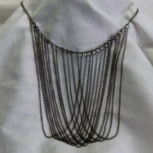Unique statement necklae made of gunmetal color chain